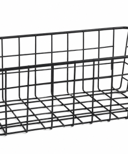 Cesto Canasto Metal Con Asa De Madera 24cmx15cmx10cm Negro