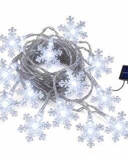 Guía Solar LED Copos De Nieve 5 Metros Cálida Blanca RGB