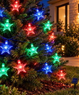 Guirnalda Solar 5 Metros Luces LED RGB Estrellas Exterior