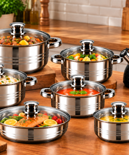 JUEGO DE OLLAS 14PCS ACERO INOX, SARTEN, CALDERA,INDUCCION