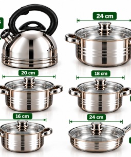 JUEGO DE OLLAS 14PCS ACERO INOX ,SARTEN, CALDERA, INDUCCION,