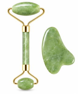 Rodillo Facial Masajeador Sur + Piedra Genuine Quartz Jadee