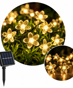 Guía Solar de Luces LED flores 6 Metros Luz Cálida