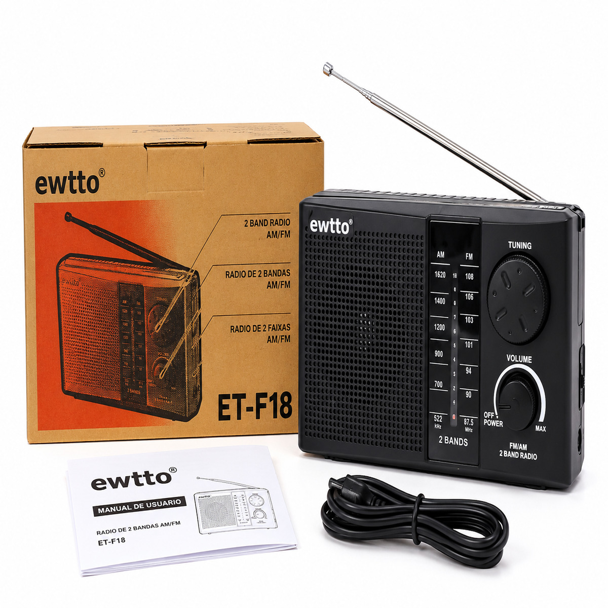 Radio Portátil Analógica AM FM 2 Bandas Antena Telescópica