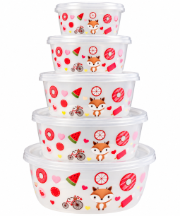 Set 5 Recipientes Herméticos Plásticos Con Tapa